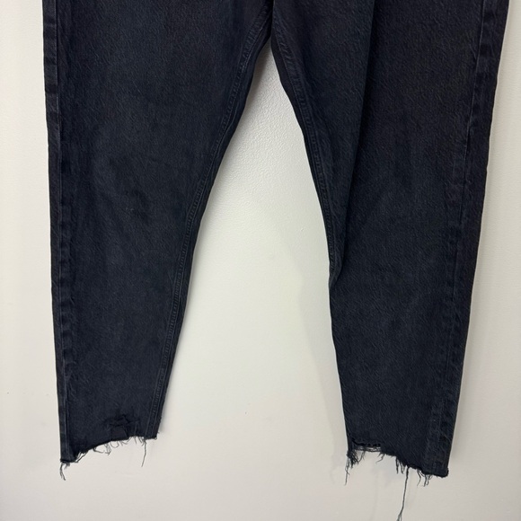 AGOLDE Black Jaime Jeans Button Fly Organic Cotton Size 32 Frayed Hem - Picture 3 of 9